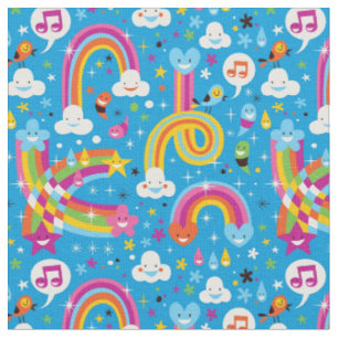 Tissu la pluie d'arcs-en-ciel de nuages laisse tomber le