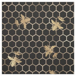 Tissu La reine d'or de l'abeille et le peigne de miel en