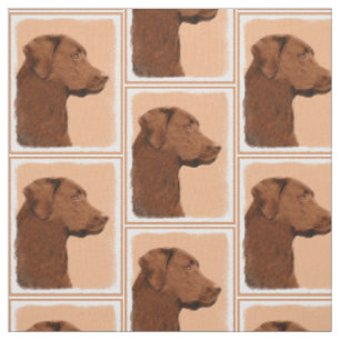Tissu Labrador retriever (chocolat) peignant - art de