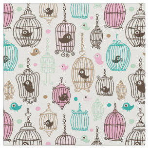 Tissu l'amour de cage à oiseaux badine le motif