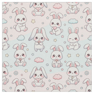 Tissu Lapin heureux Kawaii Bunny