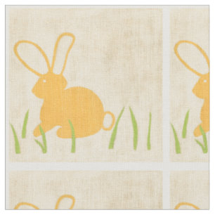 Tissu Lapin jaune et herbe verte par Chariklia Zarris
