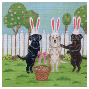 Tissu Lapins de Labrador Pâques ! !
