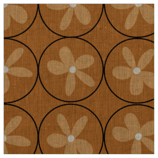 Tissu Large Warm Mustard Floral Tile - Natural Linen