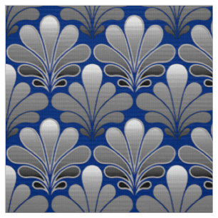 Tissu L'art déco Shell bleu modèlent, d'argents et de
