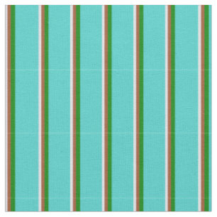 Tissu Lavande, Sienne, Lignes vertes et turquoise