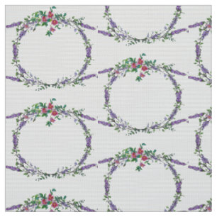 Tissu Lavande Vintage Rose rouge et Eucalyptus
