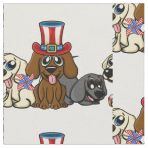 Tissu Le 4 juillet, le patriotique Chiens fait feu d'art