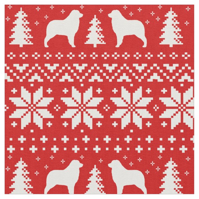 Tissu Le berger australien silhouette le motif de Noël (Fermer)