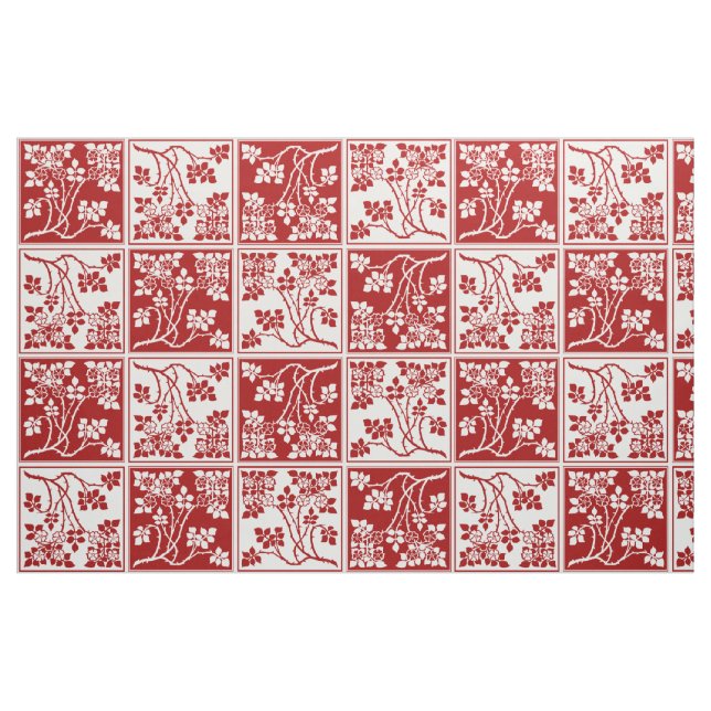 Tissu Le blanc rouge de fleur sauvage a couvert de (Fat Quarter)