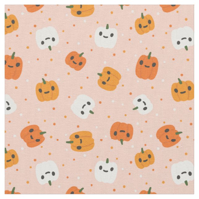 Tissu Le Citrouille Cute Kawaii fait face au Motif (Fermer)