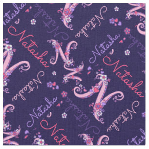 Tissu Le coeur de monogramme de la lettre N de Natasha