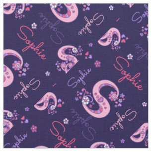 Tissu Le coeur de monogramme de la lettre S de Sophie