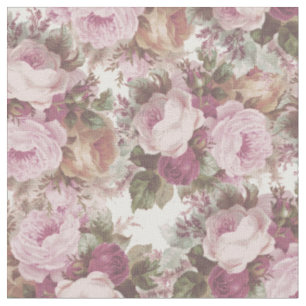 Tissu Le cru rougissent peinture florale de roses roses