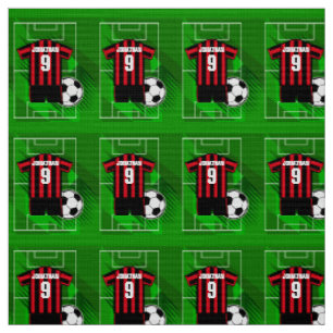 Tissu Le football rayures rouges et noires de Jersey