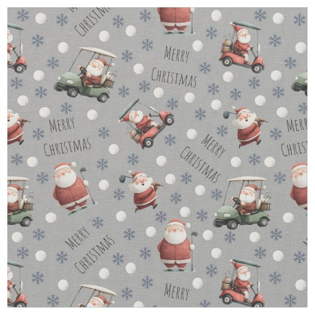 Tissu Le golf Père Noël sur Grey (Fermer)
