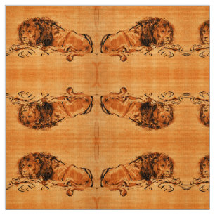 Tissu LE LION DU CAP, Jaune orange