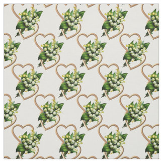 Tissu Le muguet et coeurs