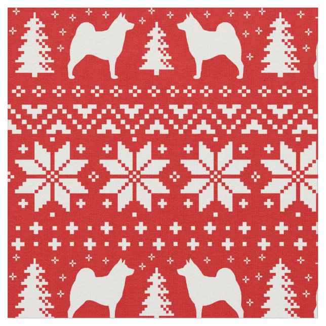 Tissu Le Norvégien Elkhound silhouette le motif de Noël (Fermer)