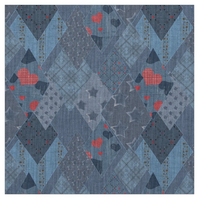 Tissu Le patchwork bleu vif (Échantillon)