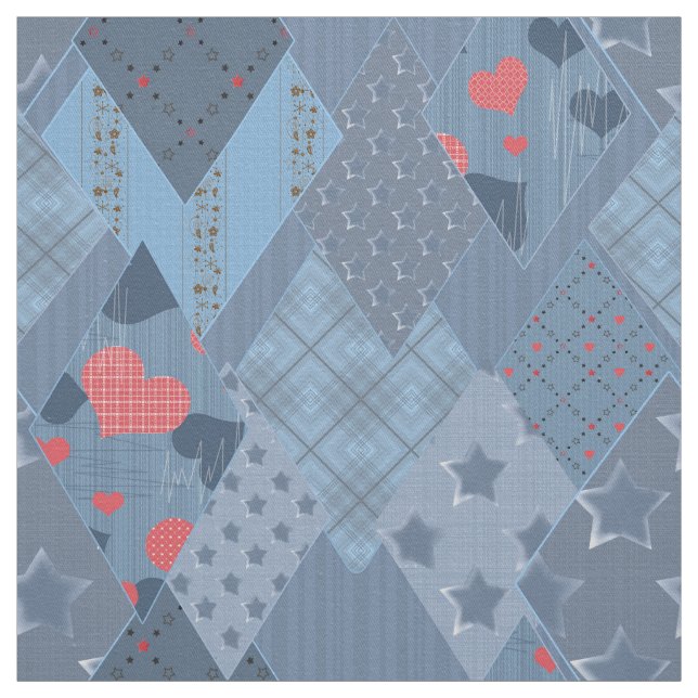 Tissu Le patchwork bleu vif (Échantillon)