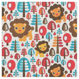 Tissu le rétro lion mignon badine l'illustration