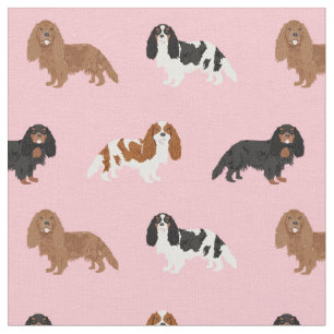 Tissu Le roi Cavalier Charles Spaniel rose