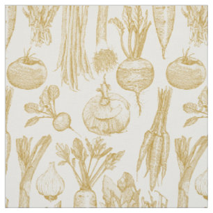 Tissu légumes de marché de fermier or demi-perle