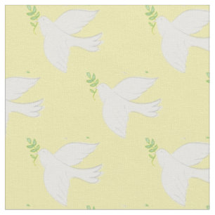 Tissu Les Doves de la Paix Jaune chrétien religieux