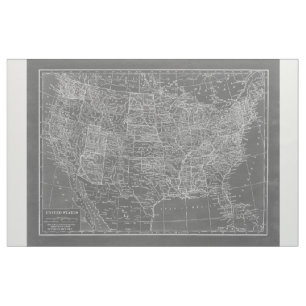 Tissu Les Etats-Unis gris et blancs de tableau tracent