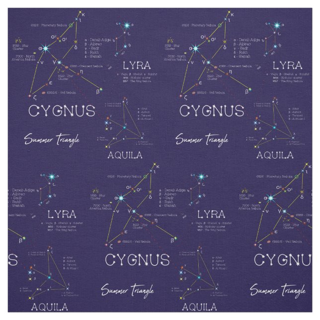 Tissu Les étoiles du triangle d'été de l'hémisphère Nord (Échantillon)