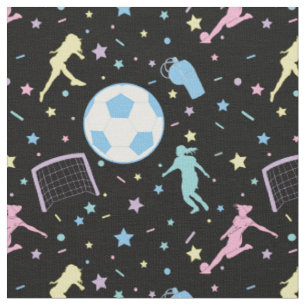 Tissu Les filles soccer Silhouettes Étoiles et étincelle