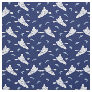 Tissu Les Kayaks et la marine de pêche aux motifs bleu