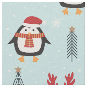 Tissu Les mignons pingouins de Noël sur le Motif des pi