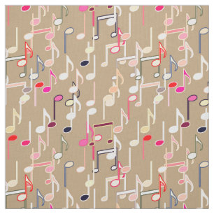 Tissu Les notes musicales impriment - le taupe bronzage,