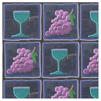 Tissu Les raisins et le vin ont couvert de tuiles le