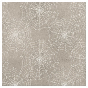 Tissu Les Webs de l'araignée blanche sur Tan