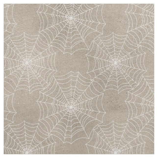 Tissu Les Webs de l'araignée blanche sur Tan (Fermer)