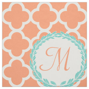 Tissu Lettre monographique personnalisée Coral Peach Tur