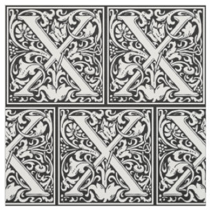 Tissu Lettre X Monogramme médiéval Art Nouveau