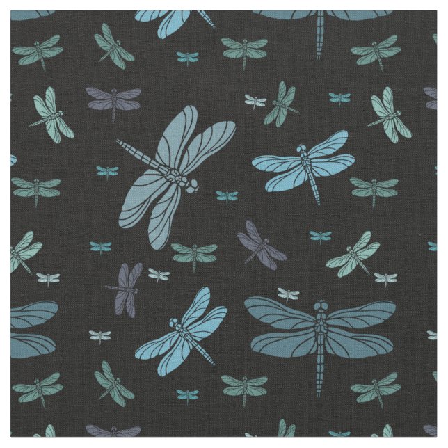 Tissu Libellules de vert bleu (Fermer)