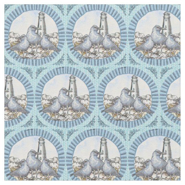 Tissu Lighthouse de Gulls (Fermer)