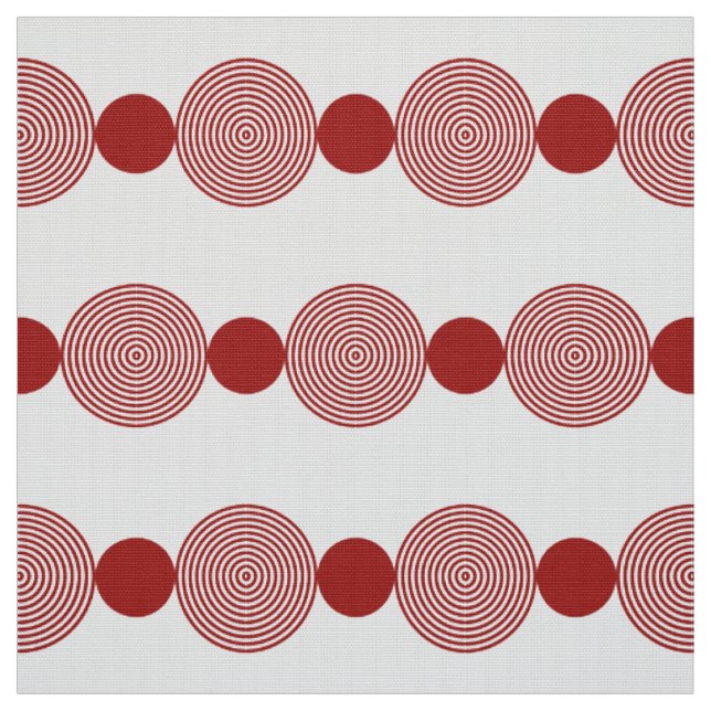 Tissu Ligne circulaire géométrique rouge et blanc (Échantillon)