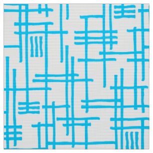 Tissu Lignes Abstraites 120923 - Ciel bleu sur blanc