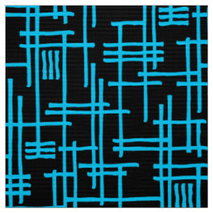 Tissu Lignes Abstraites 120923 - Ciel bleu sur noir