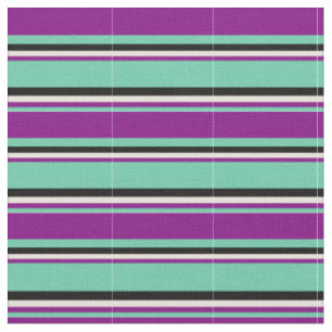 Tissu Lignes Aquamarine, Purple, Beige et Black