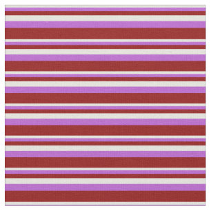 Tissu Lignes beige, orchidée et rouge foncé