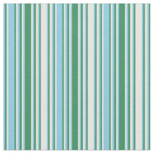 Tissu Lignes blanches, vertes et bleues Sky