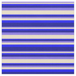 Tissu Lignes bleu ardoise moyenne, bronzée, bleue et ble