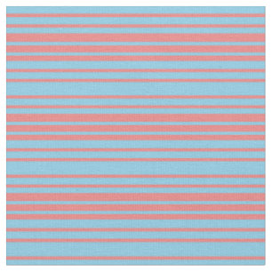 Tissu Lignes bleu ciel et corail clair